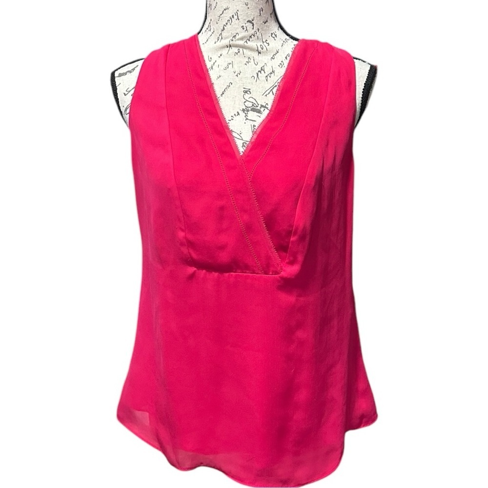WHBM Red V-neck Sleeveless Blouse Size 4